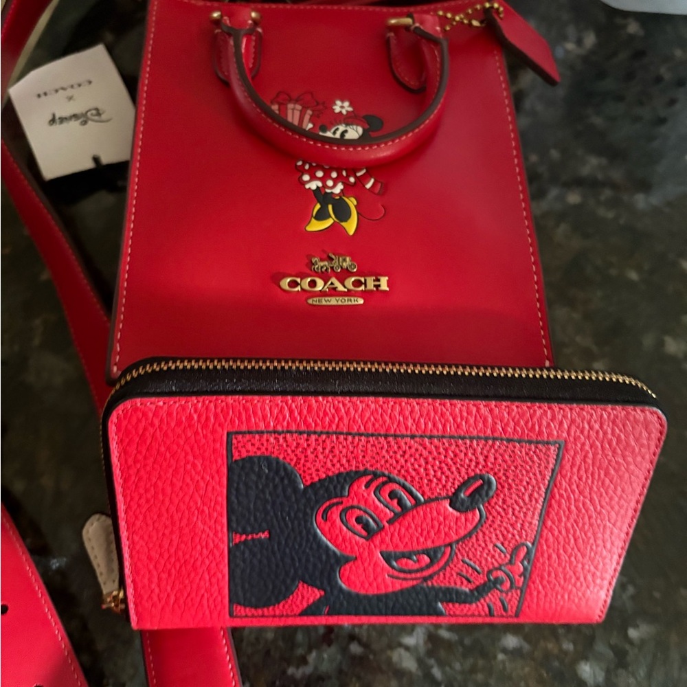 NWT Coach Red Minnie Mouse Mini LE Tote Bag 3 set - Picture 2 of 10